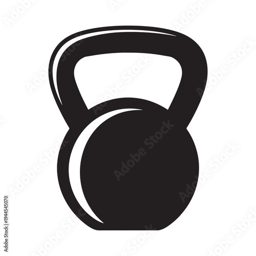 A simple black and white illustration of a kettlebell for fitness
