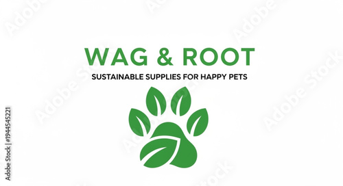 Wag & Root logo with paw print and leaves, representing sustainable pet supplies.
