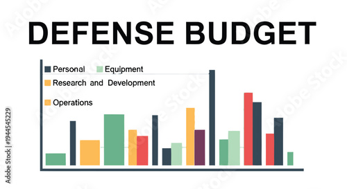 Defense budget breakdown illustrated with a colorful bar graph depicting spending categories