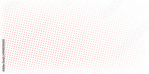 Red color halftone gradient texture. Vanishing cartoon polka dot background. Repeating dotted gradation pattern. Fading comic pop art overlay backdrop. Raster halftone effect wallpaper. Vector