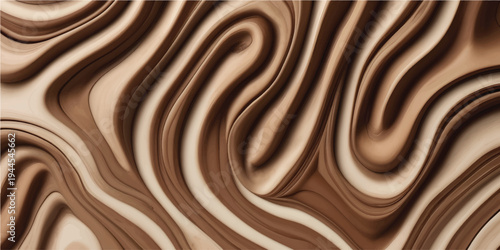 Abstract wavy brown wood, curved design, organic flowing lines, natural texture, warm aesthetic backdrop.