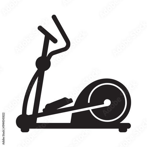 Black silhouette illustration of an elliptical exercise machine for fitness