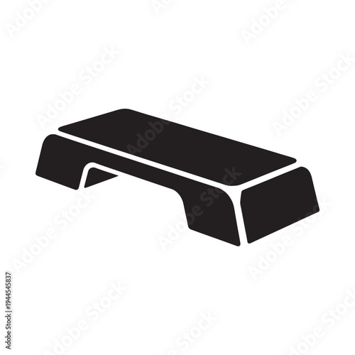 Simple black silhouette of a step aerobics platform isolated on white