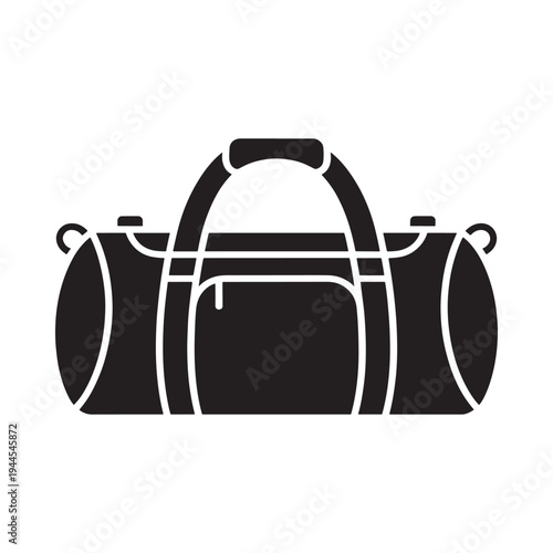 Simple black silhouette of a cylindrical duffel bag with handles