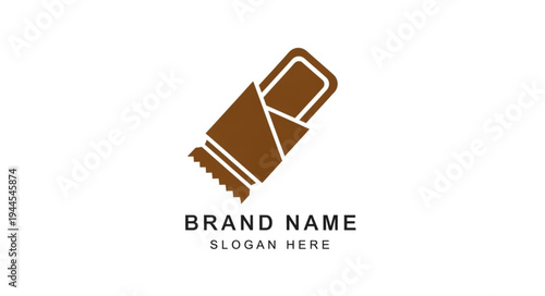 Simple brown logo design for a chocolate bar with wrapper and text placeholder.