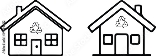 A comparison of two simple house designs with different door and window configurations