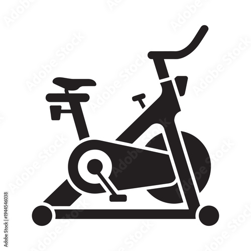 Simple black silhouette of a stationary exercise bike for fitness