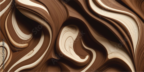 A delicious liquid cocoa design featuring a smooth dark chocolate wave pattern with a sweet melted cream flow and a swirling brown milk texture