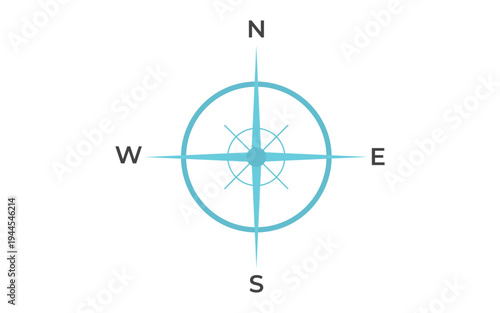 Nautical Compass Rose Vector Icon Minimalist Navigation Symbol for Travel Adventure and Business Direction Concept
