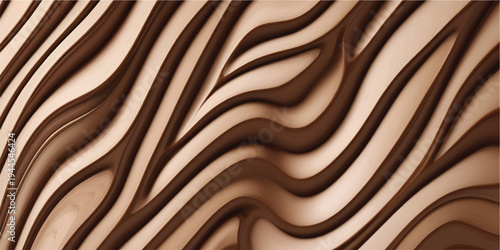 Smooth dark brown wood texture pattern with cream and gold swirls for a luxurious wallpaper design