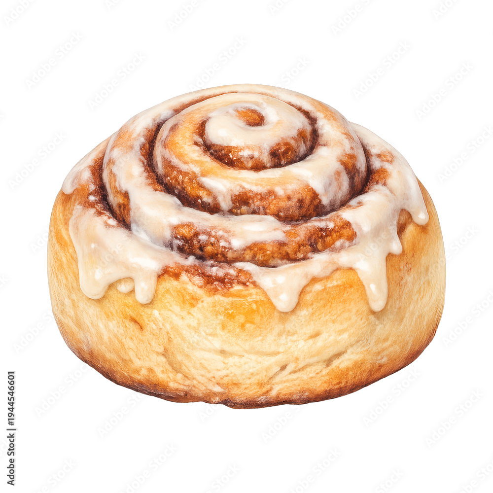 Fototapeta premium PNG Delicious glazed cinnamon roll