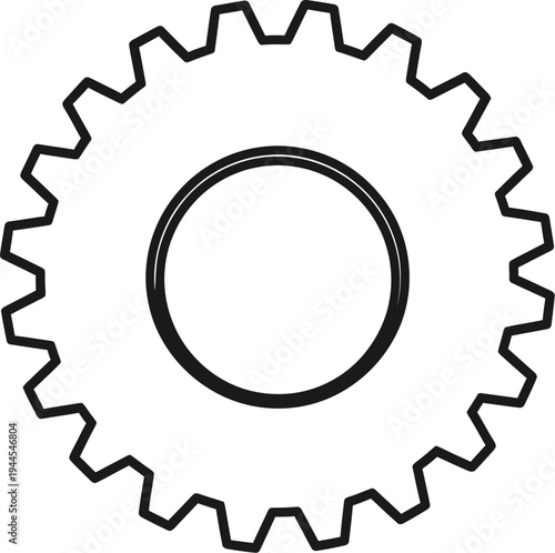 Cogwheel gear icon with toothed rim and circular center  mechanical symbol