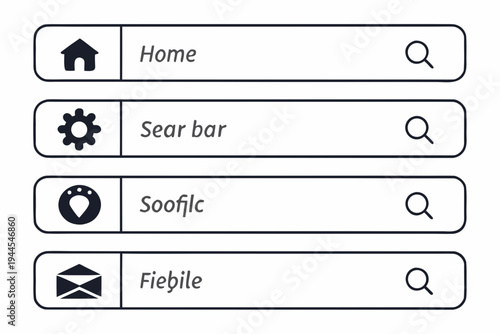 Web search bar for home settings and email web search bar home gear search email line website user interface