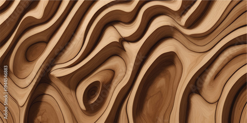 Wavy wooden planks with dark shadowed grooves create a textured abstract pattern