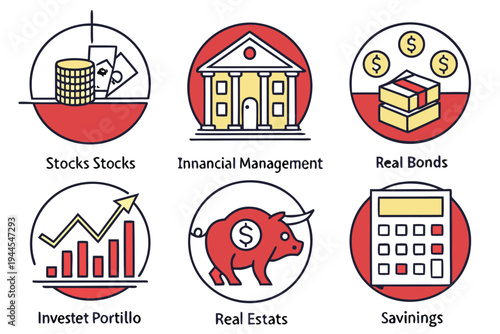 Financial management including stocks, real bonds, and savings on white background calculator