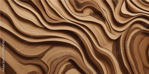Abstract wavy wooden texture with a layered and flowing design in brown shades