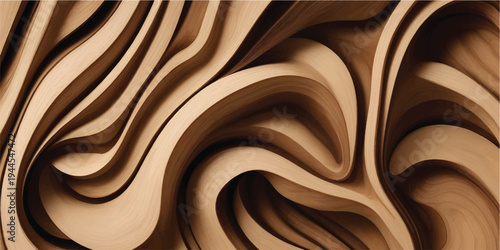 Abstract wavy wooden texture with a layered and flowing design in brown shades
