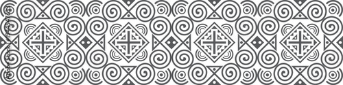 Hmong fabric patterns feature intertwined curved lines forming spirals, a unique symbol of the Hmong ethnic group. These patterns can be used in the design of clothing, bags, backgrounds, wallpapers, 