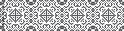 Hmong fabric patterns feature intertwined curved lines forming spirals, a unique symbol of the Hmong ethnic group. These patterns can be used in the design of clothing, bags, backgrounds, wallpapers, 