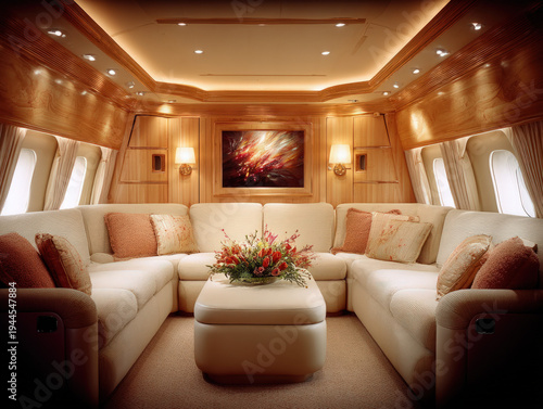 Corporate jet interior cabin