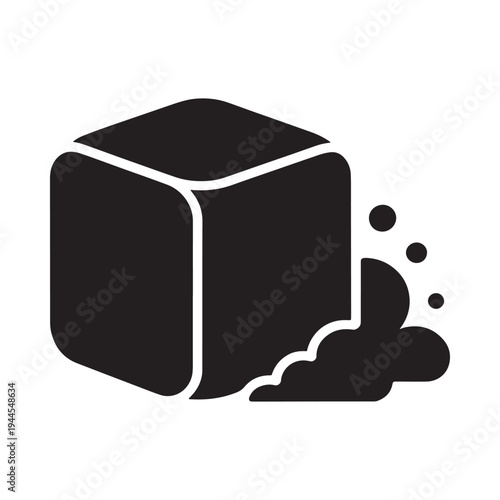 Black ice cube with melting droplets a simple vector illustration