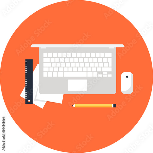 office work flat web icon concept