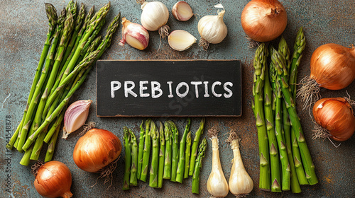 Text "PREBIOTICS" on a chal...