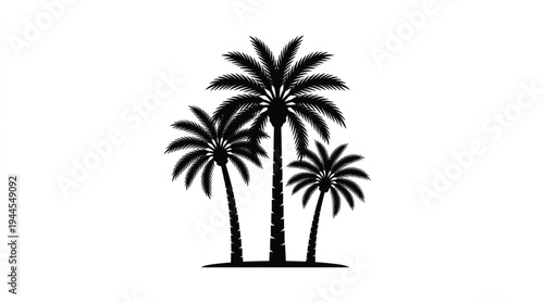Minimalist Arabic Date Palm Tree Silhouette Icon, High-Contrast Black Vector Symbol Isolated on White for Business, Travel, and Professional Graphic Design