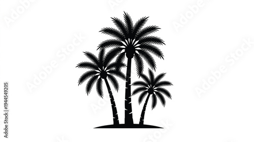 Minimalist Arabic Date Palm Tree Silhouette Icon, High-Contrast Black Vector Symbol Isolated on White for Business, Travel, and Professional Graphic Design