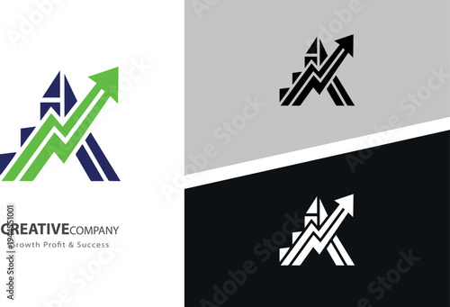 Logo of Growth Graph for Finance and Creative Business Branding, Abstract Letter A Logo 