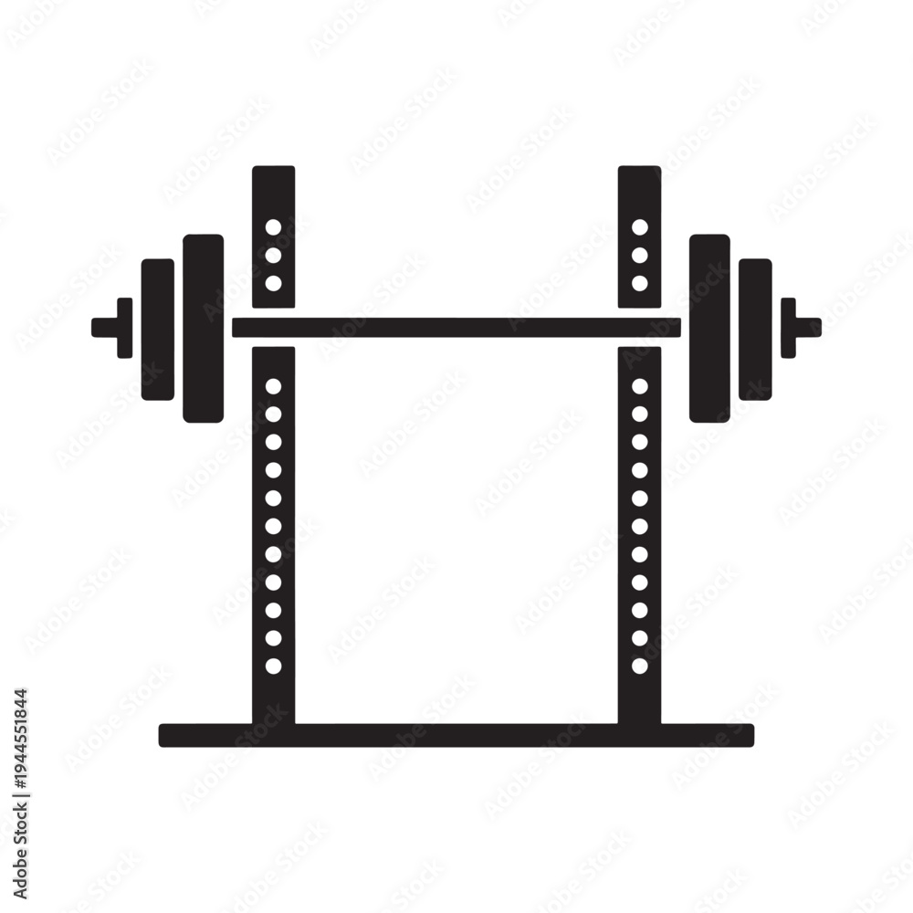 Obraz premium Black silhouette of a barbell and weightlifting rack illustration