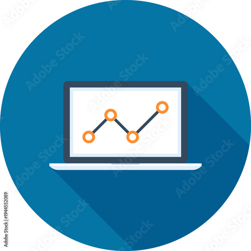 market monitoring flat web icon concept
