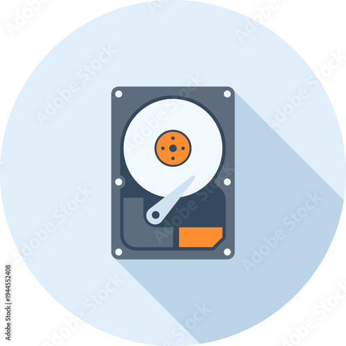 hard disk drive flat web icon concept