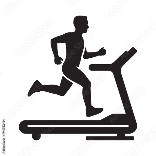 Silhouette of a man running on a treadmill depicting exercise and fitness