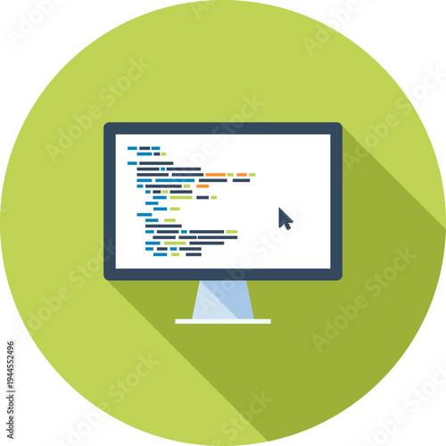 program coding flat web icon concept