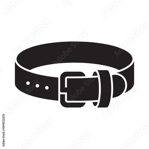 Simple black and white illustration of a leather belt with a buckle