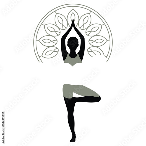 Meditation posture and lotus flower mandala symbolizing inner peace and balance