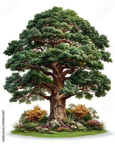 Detailed magical oak tree illustration nature concept high resolution picture
