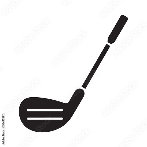 Simple black silhouette of a golf club on a white background