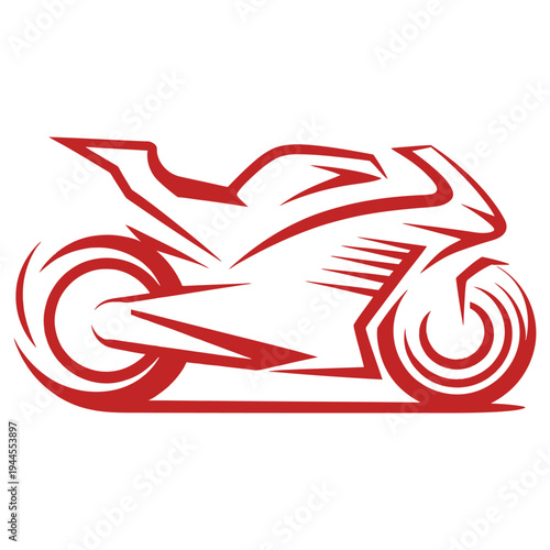 Dynamic red racing motorcycle in motion with blurred background effects