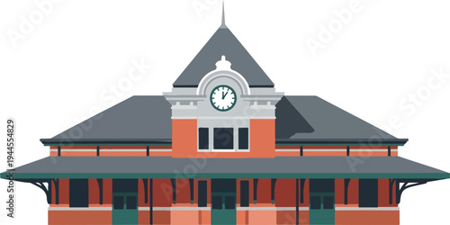 Vector illustration of a train station building