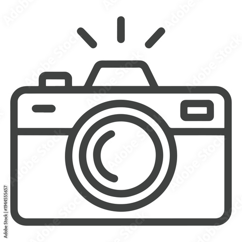 Vintage-style camera icon with flash symbol indicating photography or capturing moments