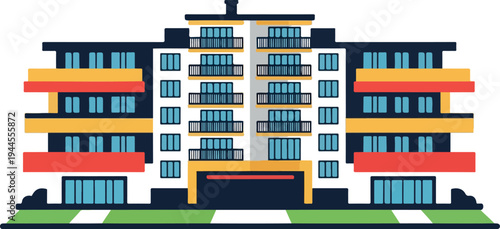 Vector illustration of a colorful apartment building