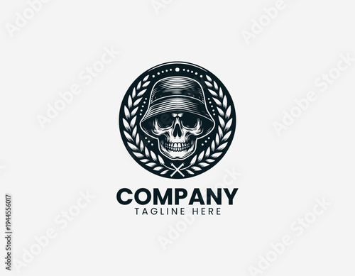 The black skull wearing a bucket hat creates a bold urban street style graphic
