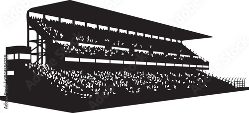 A grandstand with spectators watching a sports event, racing, championship, silhouette illustration