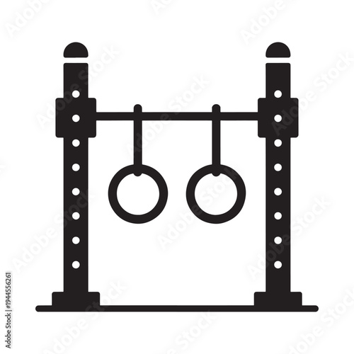 Black silhouette of a gymnastics rings setup for athletic training