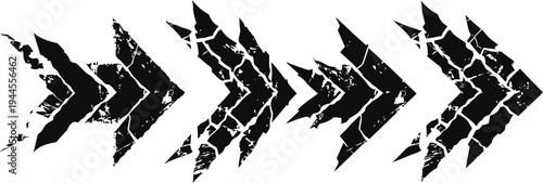 grungy arrows pointing right vintage cracked texture design element direction and movement symbol