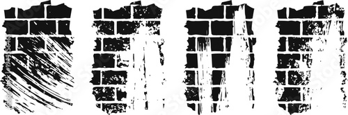 Grunge brick wall textures with peeling paint and distressed worn surfaces for design backgrounds