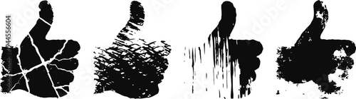 grunge thumbs up icons set hand gestures for approval and positive feedback with rough distressed texture