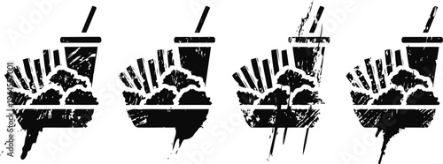 chicken sandwich with fries and soft drink meal, fast food combo with sauce and croissant bun